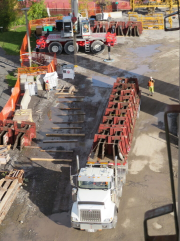 Delivering the barrier wall forms to the project site