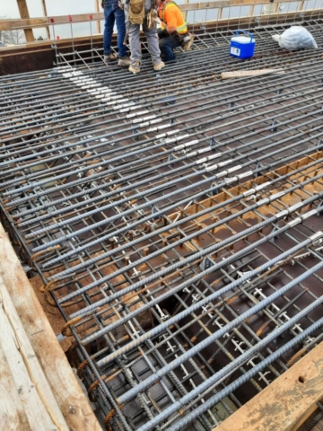 Close-up of installed rebar