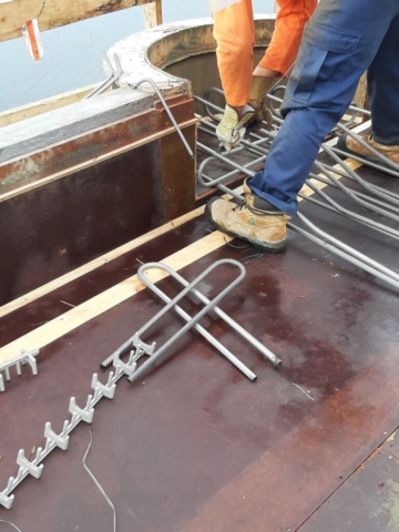 Installing rebar in the light pole base