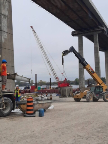 Concrete placement on piers 10 and 3