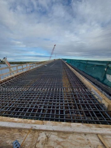 North view of bridge deck rebar