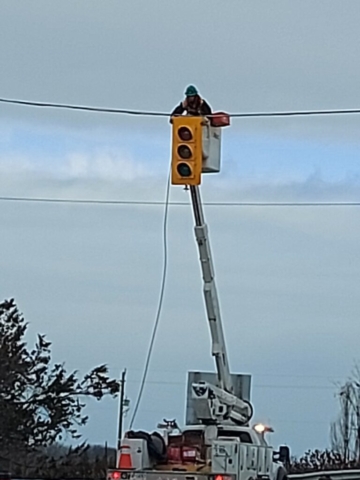 North view, traffic signal installation