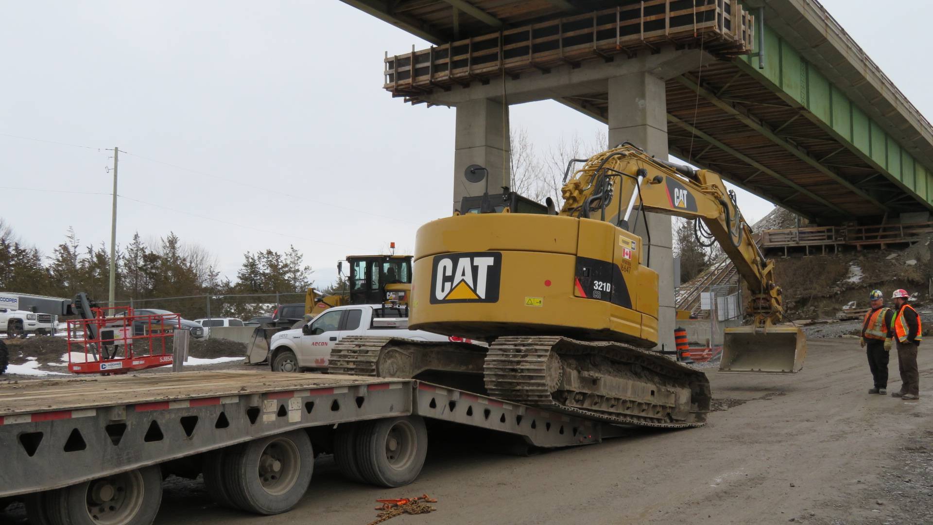Delivering an excavator to the project site