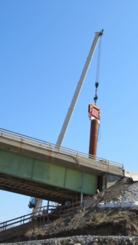 View from the west side of the bridge of  the caisson installation