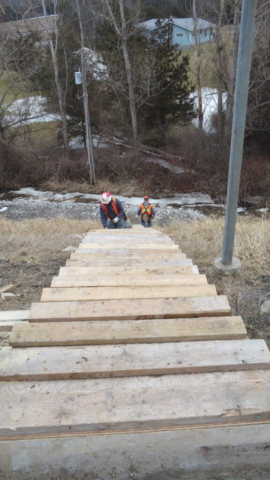 Building stairs for access to the bridge deck
