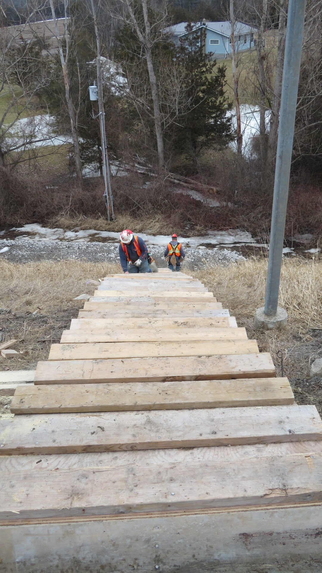 Building stairs for access to the bridge deck