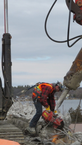 Cutting rebar during demolition