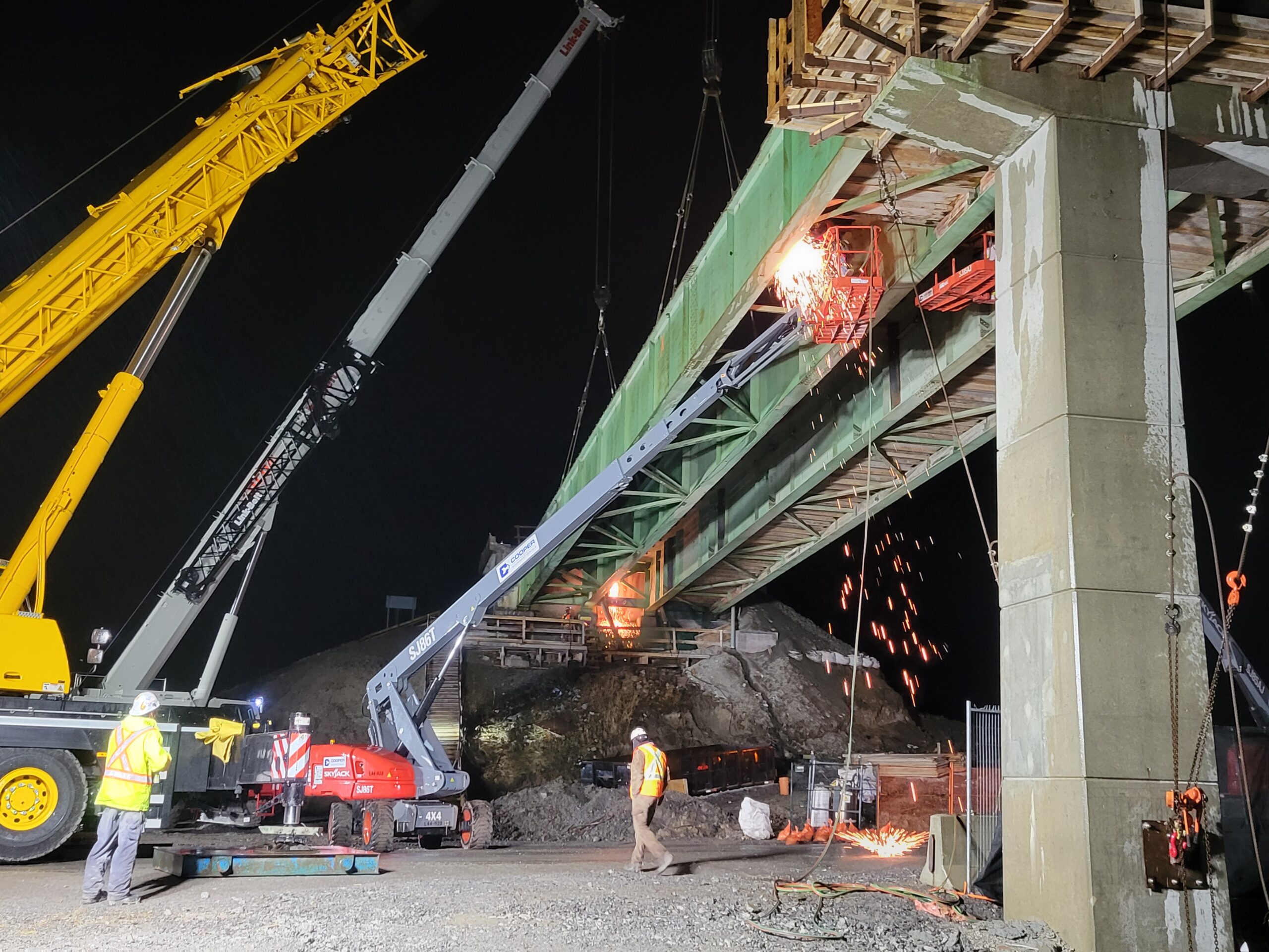 Expanded view of torch cutting the second approach girder