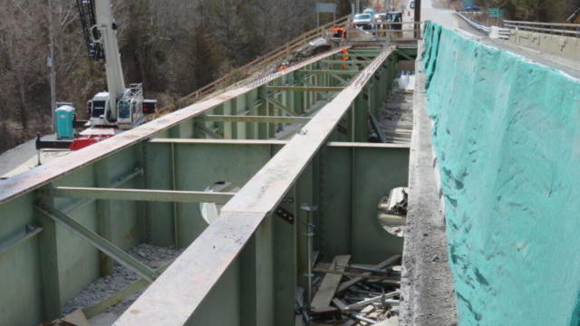 Section of exposed girder after deck removal