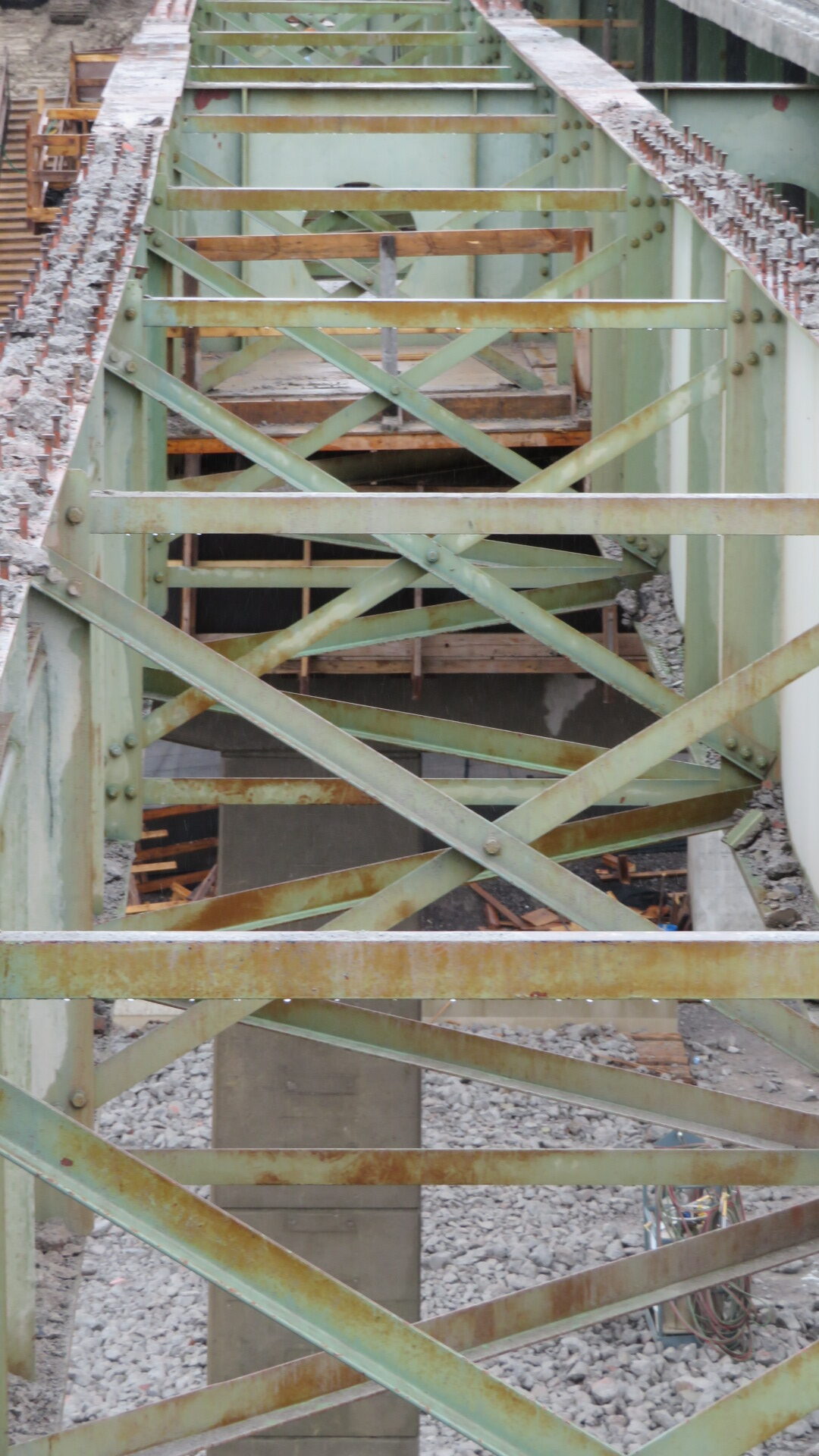 A look down through the girders after removal