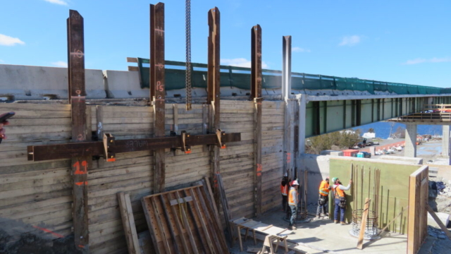 Overview of south abutment formwork installation