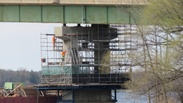 Completing pier cap 1 scaffolding