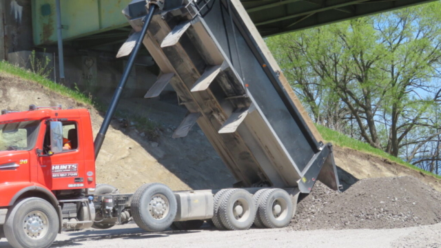 Delivering granular for north access road / crane pad