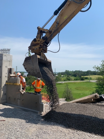 Granular placement at the south abutment