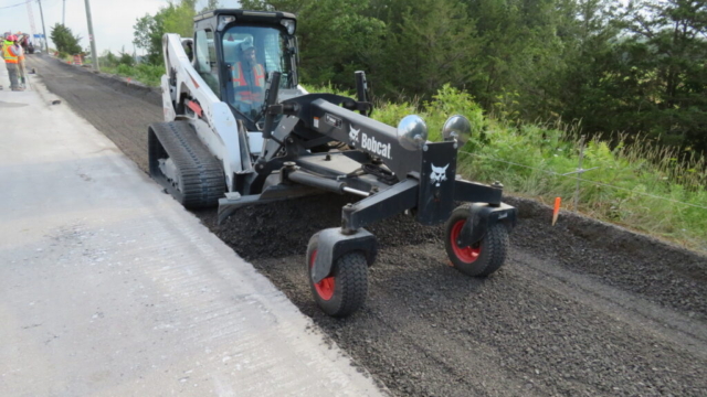 Spreading the granular for road widening