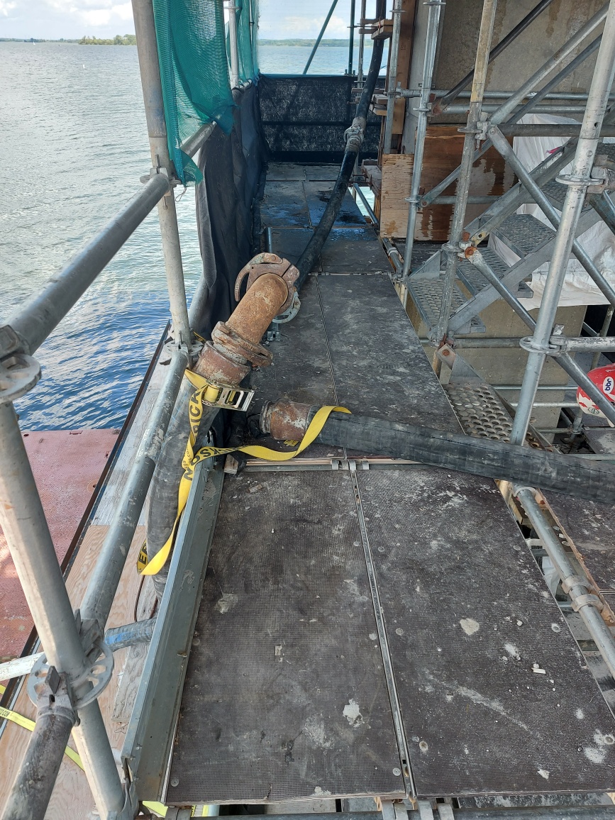 Concrete hoses in preparation for pier 2 concrete placement