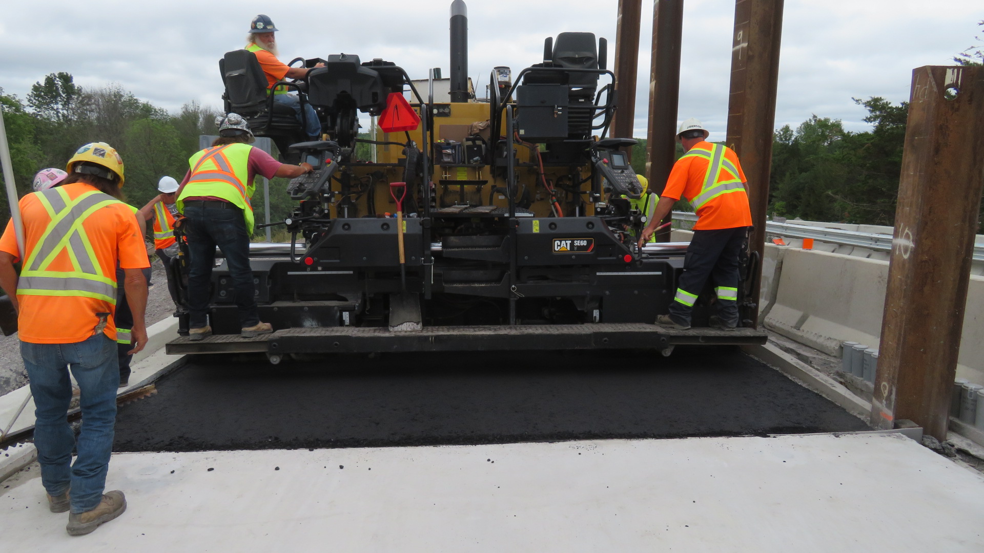 Starting the first asphalt lift on the south approach