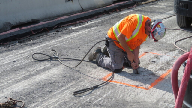 Installing cables to remove concrete