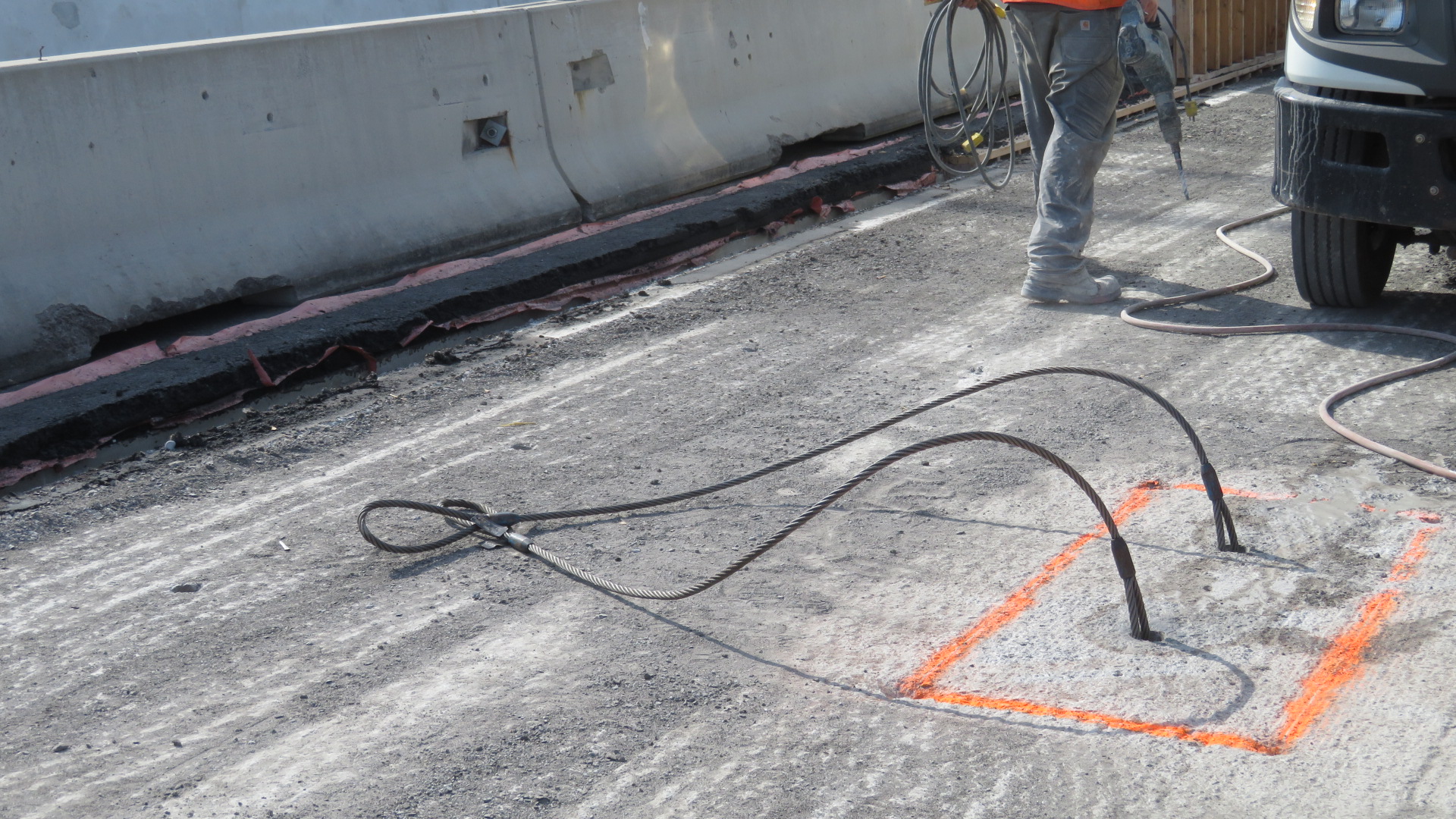Cables installed for concrete removal