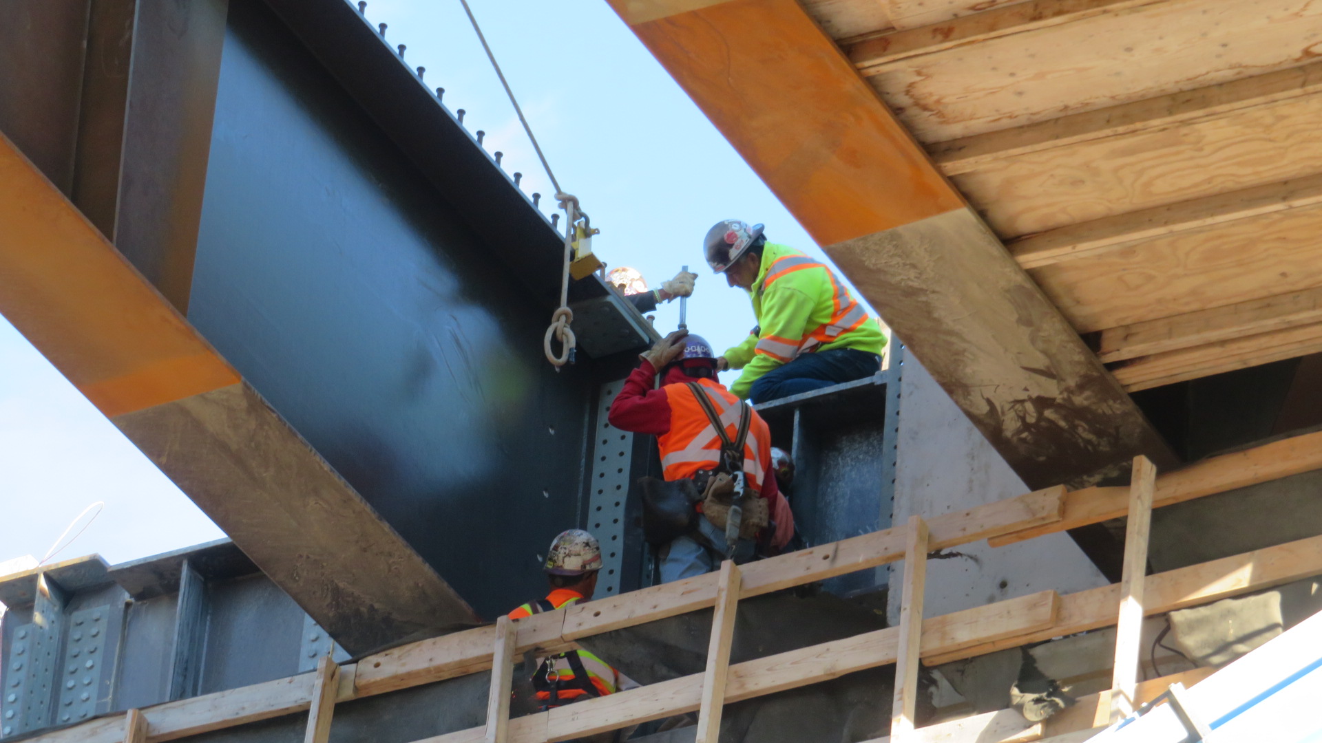 Installing the first girder