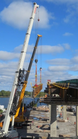 Moving the girder into place