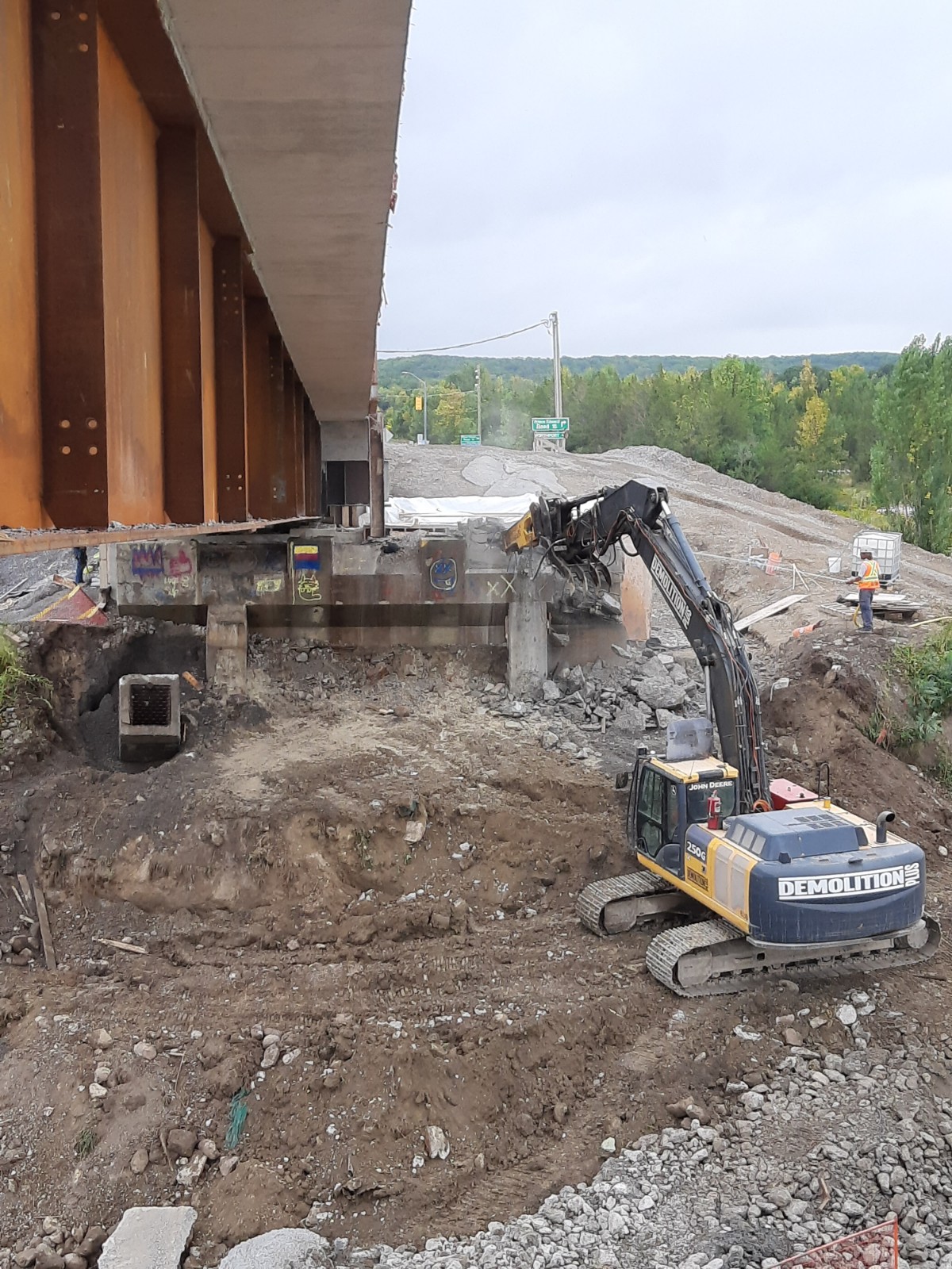 View south, abutment demolition