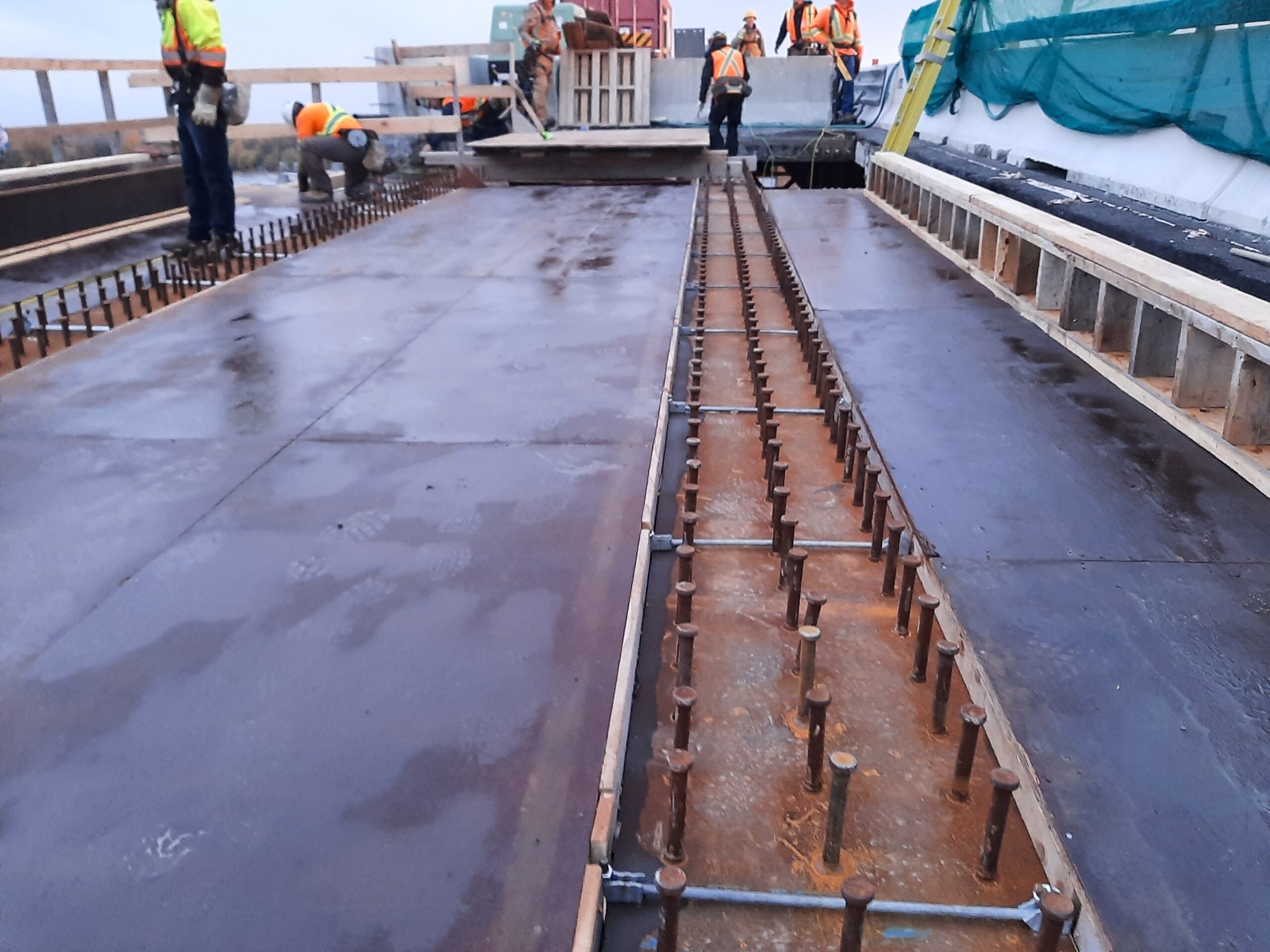 Form release oil applied to deck formwork