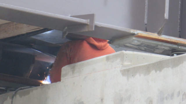 Welding on the south abutment