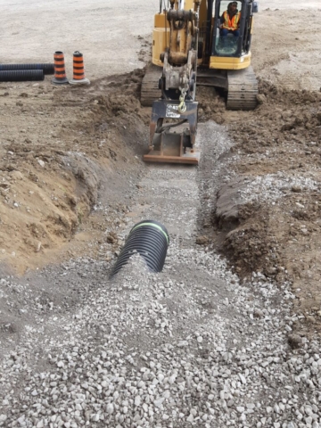 Installing drainage on the south abutment