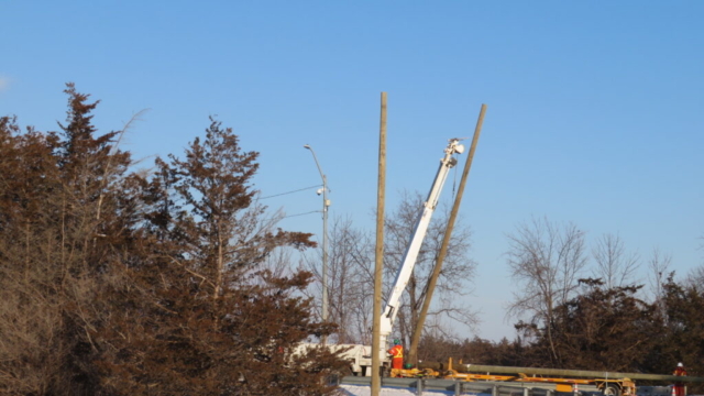 Starting to remove the electrical pole