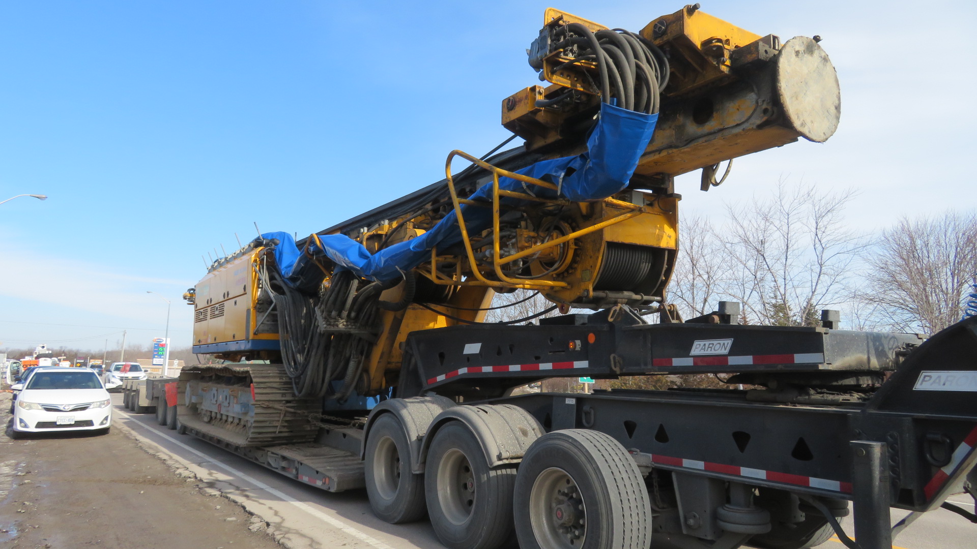 Drill being delivered for caisson liner installation