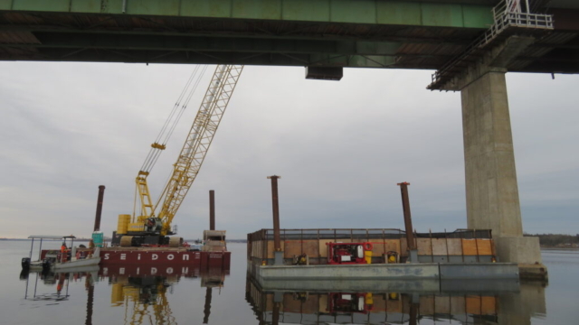 View from the water during demolition