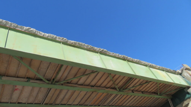 View from below, section of removed overhang