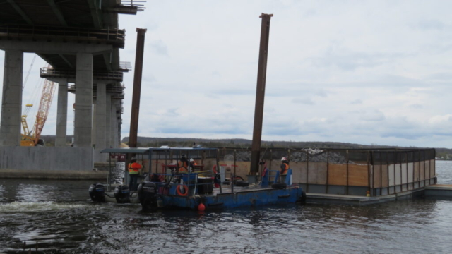 Moving the demolition barge