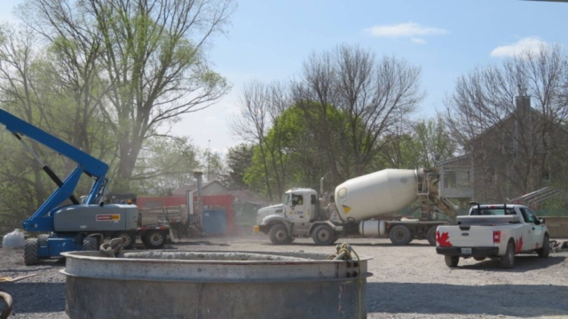 Backing in the concrete truck