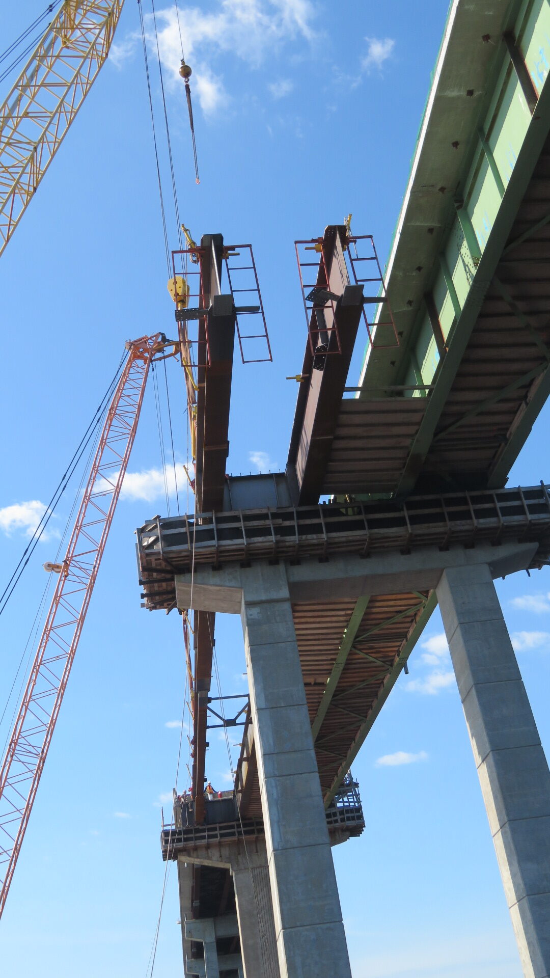 View from below of the first two girders