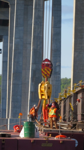 Attaching the rigging for girder installation