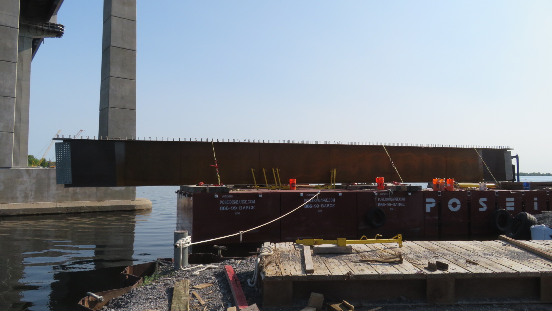 Section of girder on the barge