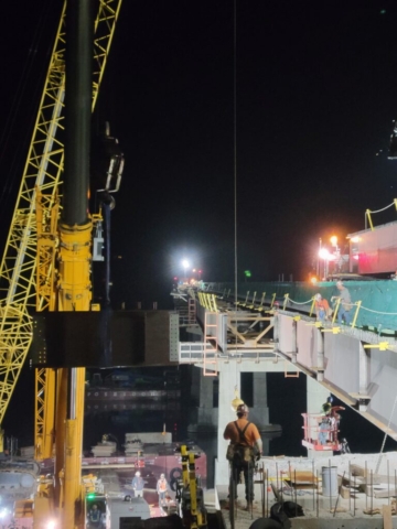 200-ton crane moving the diaphragm into place