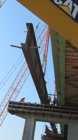 View from below, girder installation