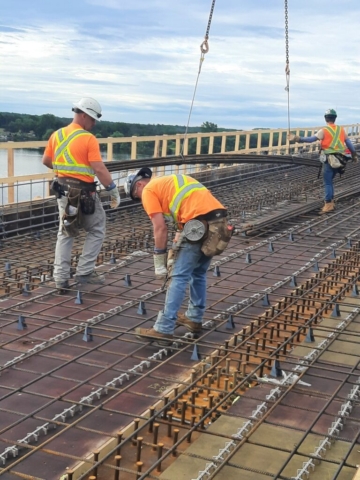 Lowering rebar, installing deck rebar