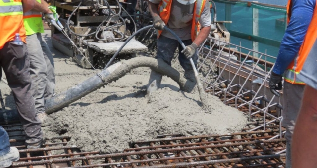 Placing and vibrating the concrete