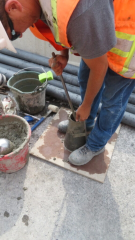 Concrete testing prior to concrete placement