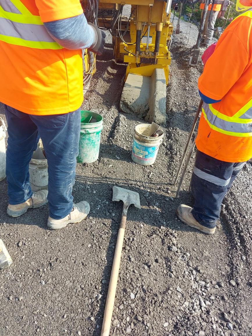 Placing curb and gutter