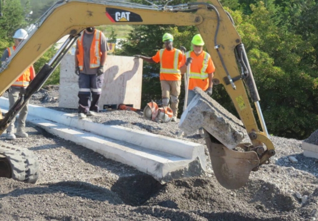 Removing the cut section of curb