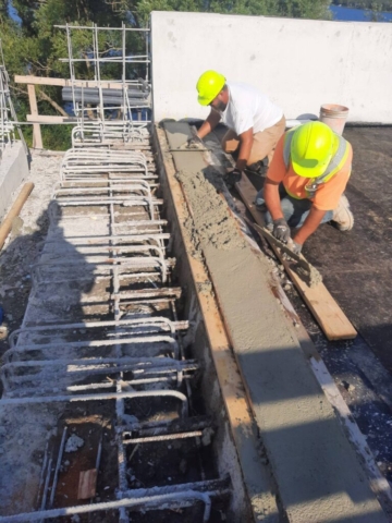 Placing concrete in the formwork
