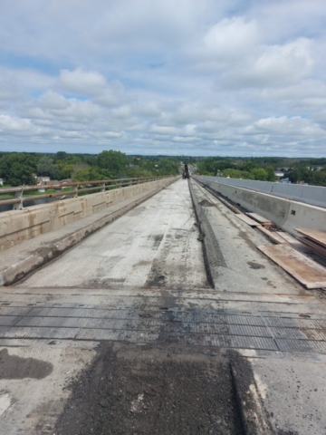 Section of removed asphalt deck